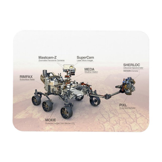 Magnet Flexible Mars La Persévérance Rover Avec Instruments (Horizontal)