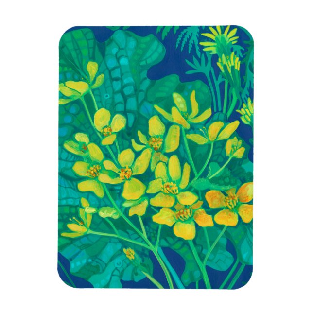 Magnet Flexible Marsh Marigold Fleurs sauvages d'été peinture flor (Vertical)
