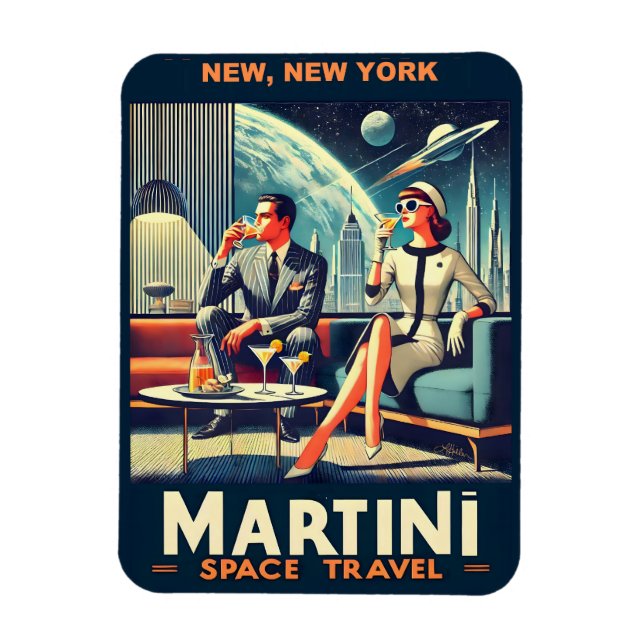 Magnet Flexible Martini Space Travel Affiches New York (Vertical)