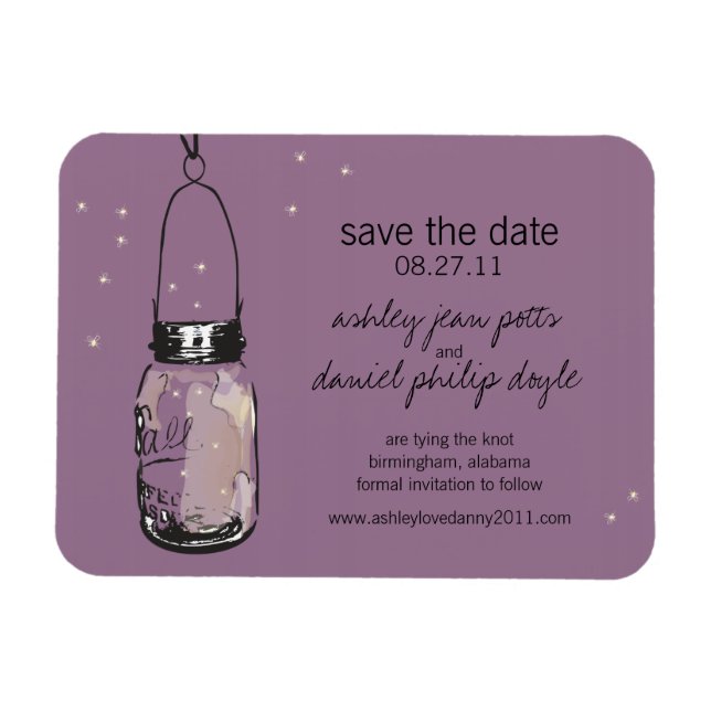 Magnet Flexible Mason Jar & Fireflies Enregistrer la date (Horizontal)