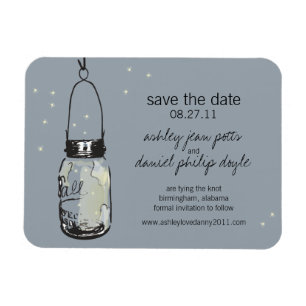 Magnet Flexible Mason Jar & Fireflies Enregistrer la date