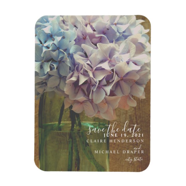 Magnet Flexible Mason Jar Hydrangeas Mariage Enregistrer La Date (Vertical)