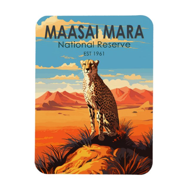 Magnet Flexible Massai Mara Réserve nationale Cheetah Travel Art (Vertical)