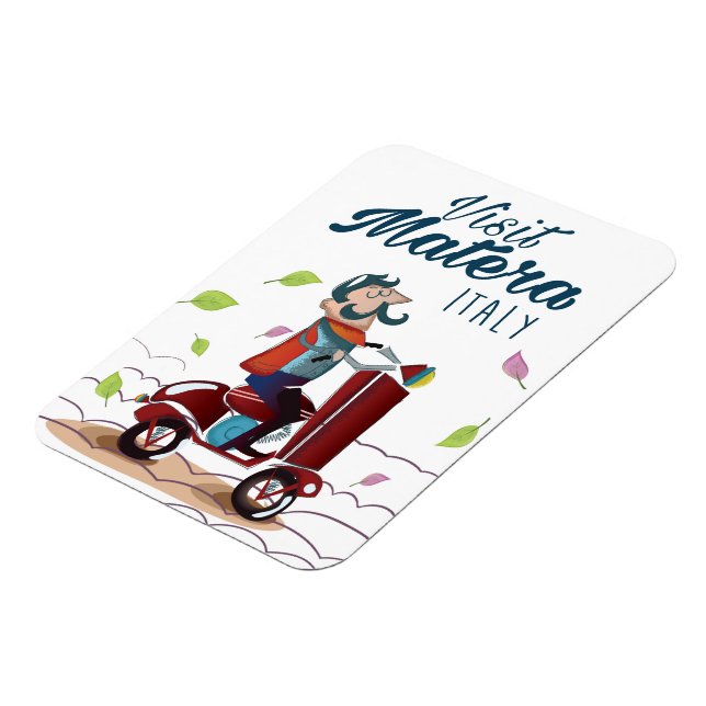 Magnet Flexible Matera Italie Cartoton Scooter imprimé voyage (Côté Gauche)