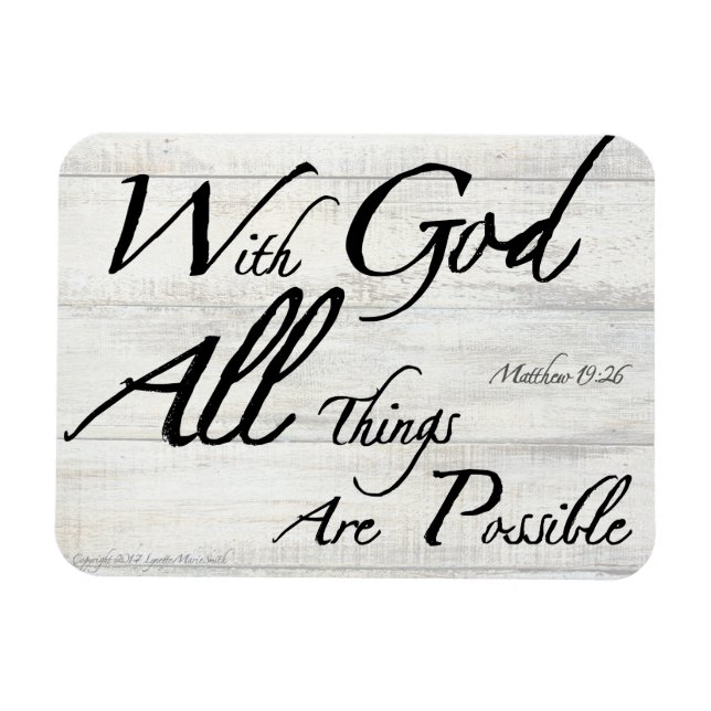Magnet Flexible Matthieu 19:26 Verse de la Bible sur l'aimant Wood (Horizontal)