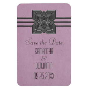 Magnet Flexible Medallion Border Save the Date Magnet, Lilac
