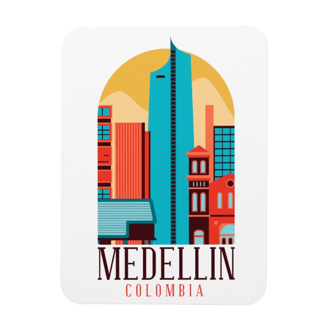 Magnet Flexible Medellin Colombie Vintage Cityscape (Vertical)