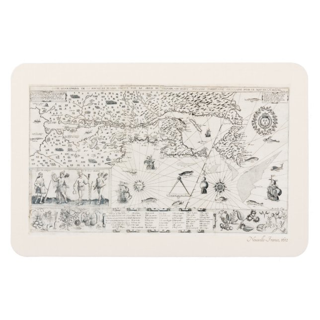 Magnet Flexible Medieval World Map Québec Nouvelle-France America (Horizontal)