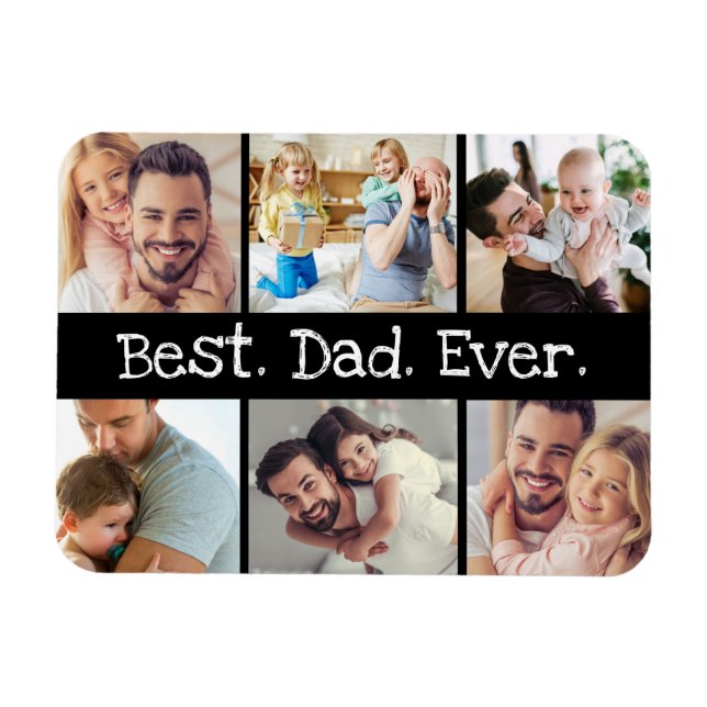 Magnet Flexible Meilleur papa photo Collage jamais en noir et blan (Horizontal)
