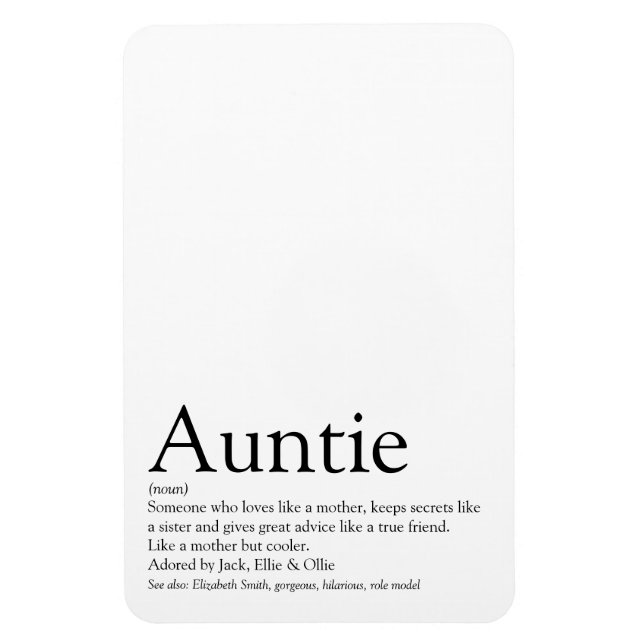 Magnet Flexible Meilleure tante au monde, Tante Définition Fun mod (Vertical)