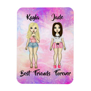 Magnet Flexible Meilleurs amis Forever Blonde et Brunette Custom