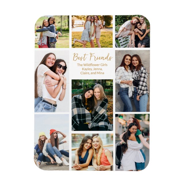 Magnet Flexible Meilleurs amis Photo Collage Cute Personnalisé (Vertical)