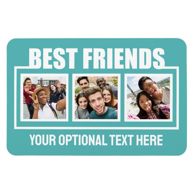 Magnet Flexible Meilleurs amis photos personnalisées, texte et cou (Horizontal)