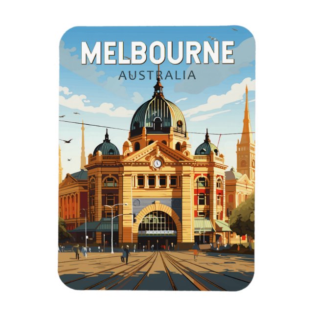 Magnet Flexible Melbourne Australie Travel Art Vintage (Vertical)