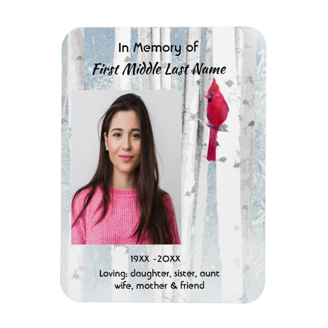 Magnet Flexible Memorial Keepsake Cardinal Bird (Vertical)