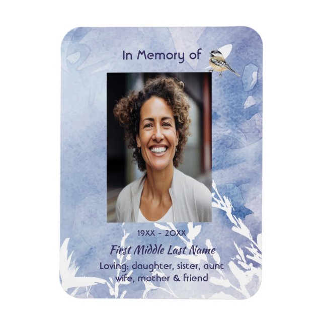 Magnet Flexible Memorial Keepsake Chickadee Bird Winter  (Vertical)