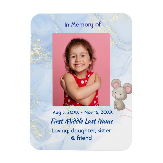 Magnet Flexible Memorial Keepsake Cute Little Mouse Children   (Vertical)