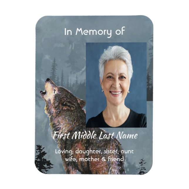 Magnet Flexible Memorial Keepsake Howling Wolf Art (Vertical)