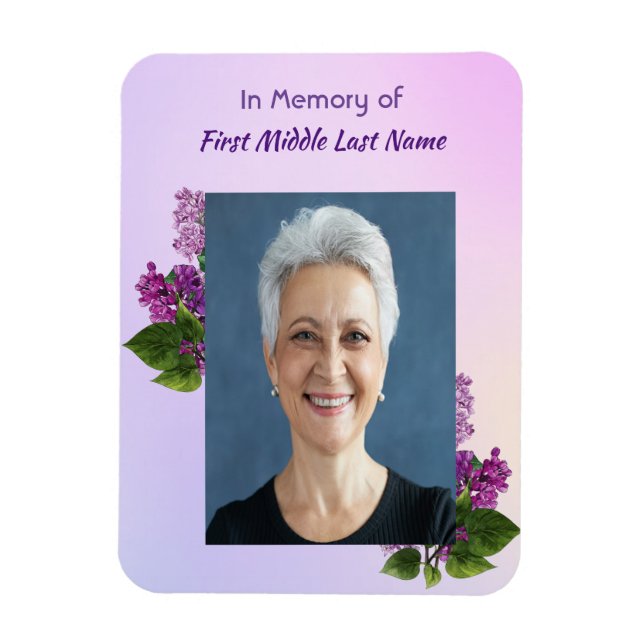 Magnet Flexible Memorial Keepsake Lilac Garden Flower  (Vertical)