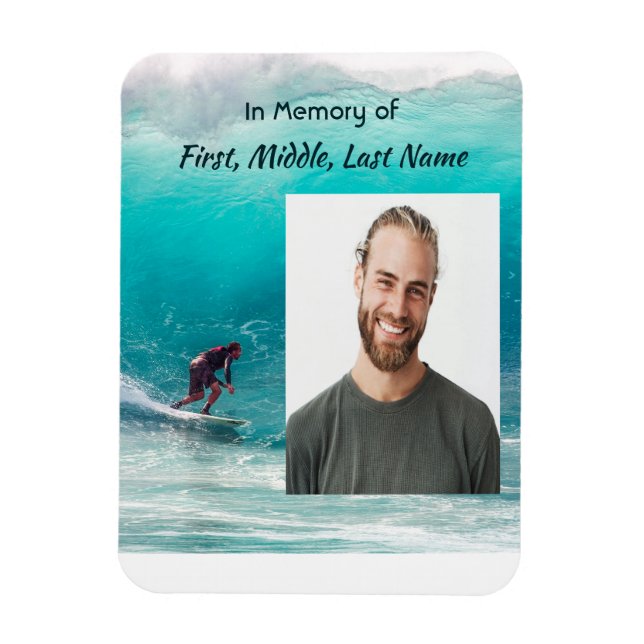Magnet Flexible  Memorial Keepsake  Wave Surfer Water (Vertical)