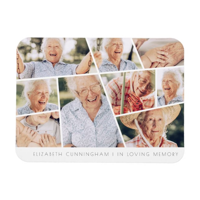 Magnet Flexible Memorial Modern Simple Chic 9 Photo Collage (Horizontal)