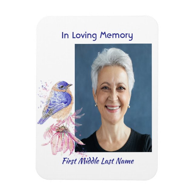 Magnet Flexible Memorial Photo Poem Bluebird Garden Bird (Vertical)