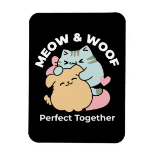 Magnet Flexible Meow & Woof Perfect Together - Cute Cat and Dog