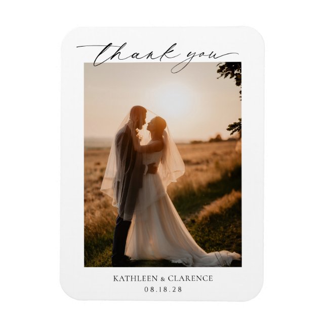 Magnet Flexible Merci de mariage classique noir et blanc élégant (Vertical)