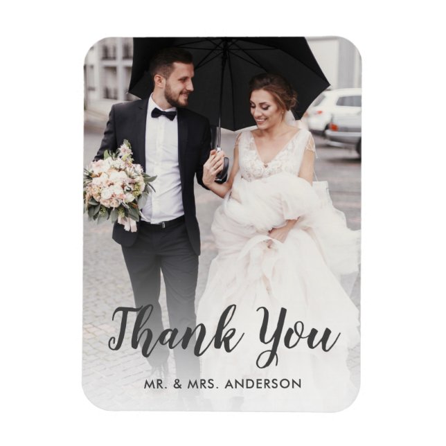 Magnet Flexible Merci de script photo de mariage personnalisé (Vertical)