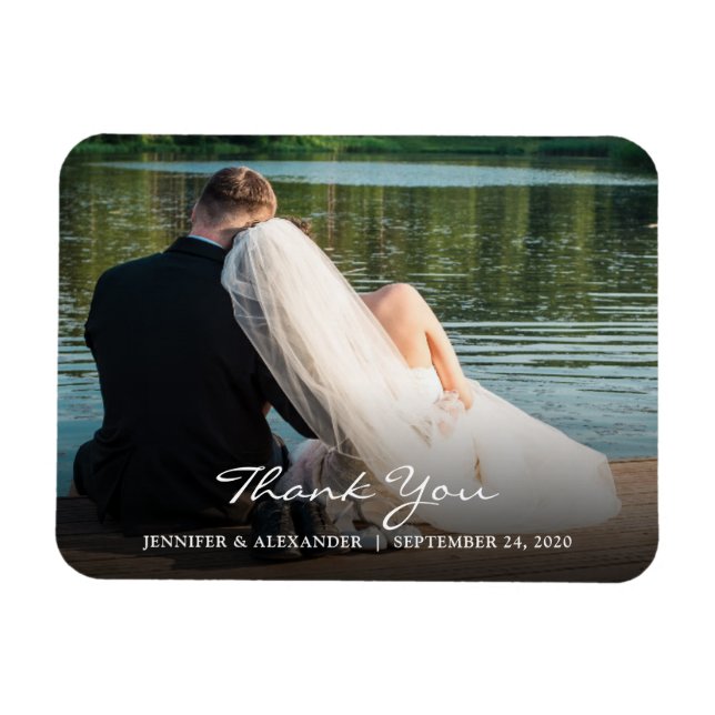 Magnet Flexible Merci moderne élégant photo couple mariage (Horizontal)