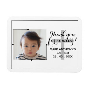 Magnet Flexible Merci noir+blanc POUR VENIR ! Aimant du baptême