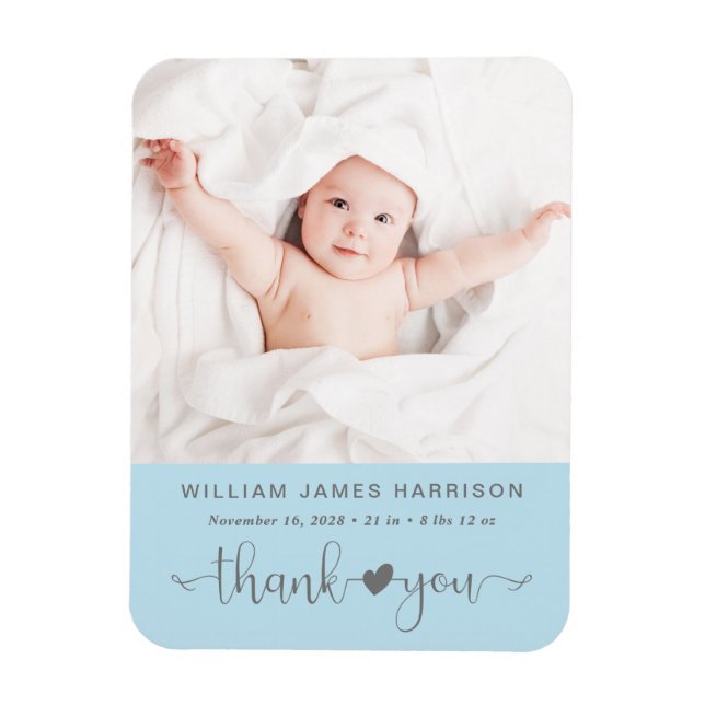 Magnet Flexible Merci Photo Blue Boy Faire-part de naissance (Vertical)