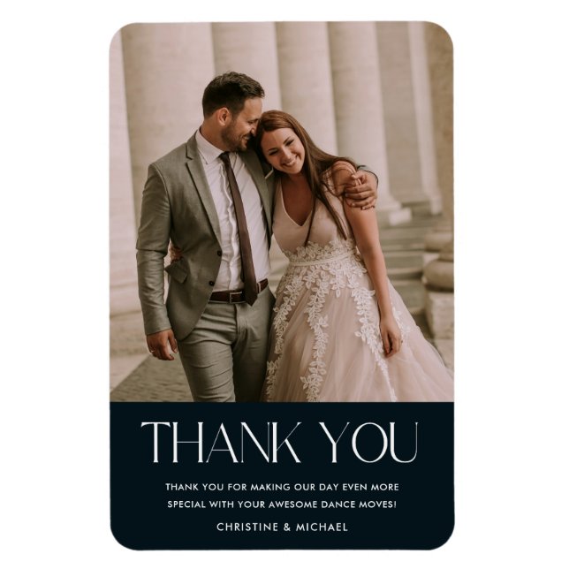 Magnet Flexible Merci photo Mariage favori | bleu marine (Vertical)