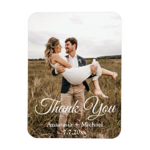 Magnet Flexible merci, script classique, photo mariage