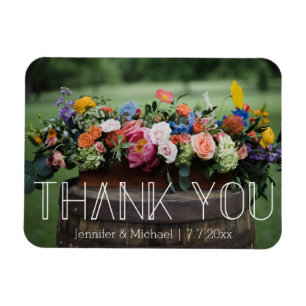 Magnet Flexible merci typographie blanche moderne photo mariage