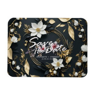 Magnet Flexible Mercredi de la couronne Florale blanche et or Enre