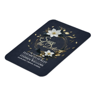 Magnet Flexible Mercredi de la couronne Florale blanche et or Enre