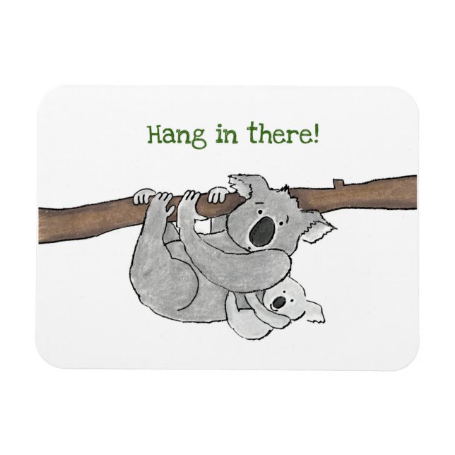 Magnet Flexible Mère et bébé koala 'accrochez-y' champagne frigo (Horizontal)