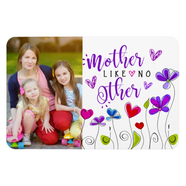 Magnet Flexible Mère Fleurs dessinées à la main Coeurs Dire (Horizontal)
