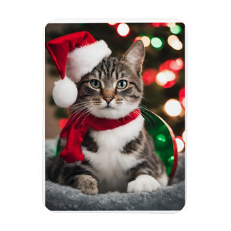 Magnet Flexible Merry Christmas with a cute kitten