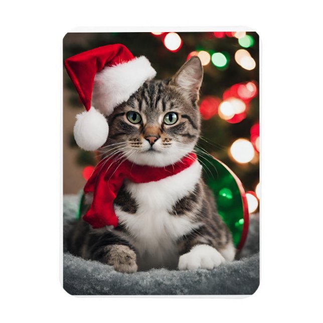 Magnet Flexible Merry Christmas with a cute kitten (Vertical)