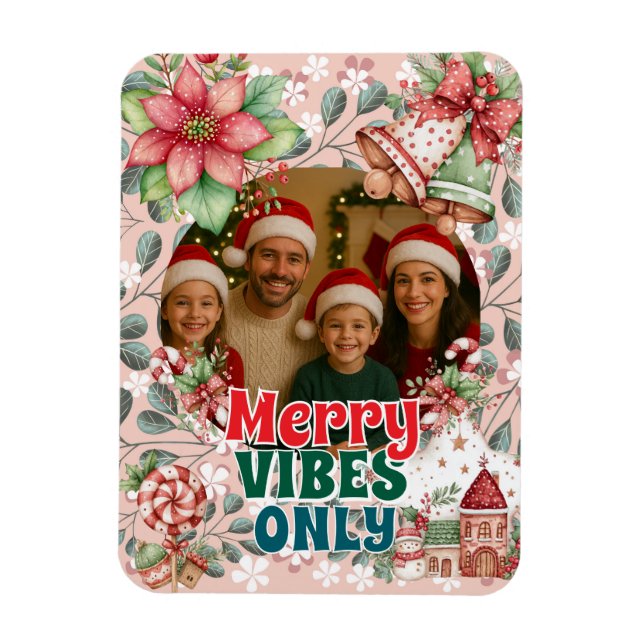 Magnet Flexible Merry Vibes Only – Funny Christmas Card  (Vertical)
