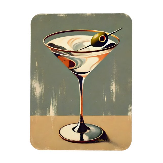 Magnet Flexible Mi-siècle Moderne 1 Olive Martini Peinture (Vertical)