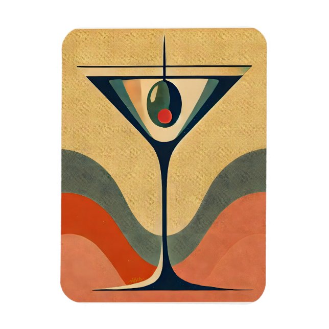 Magnet Flexible Mi-siècle Moderne "vague de martini à l'olive pime (Vertical)