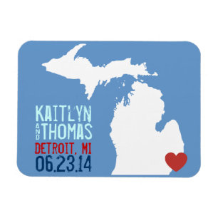 Magnet Flexible Michigan Enregistrer la date - Ville personnalisab