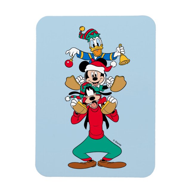 Magnet Flexible Mickey, Goofy & Donald | Prêt pour Noël (Vertical)
