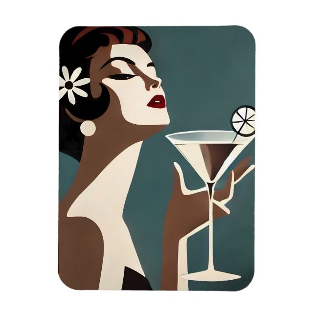 Magnet Flexible Mid Century Modern Art The Martini DIva (Vertical)