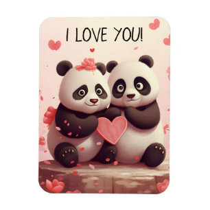Magnet Flexible Mignon Je T'Aime Panda Saint-Valentin