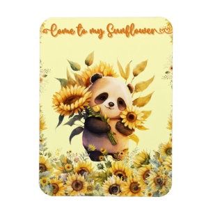 Magnet Flexible Mignon panda tenant des tournesols aimant flexible