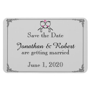 Magnet Flexible Mignonne deux chambres Cartoon Gay Wedding Enregis